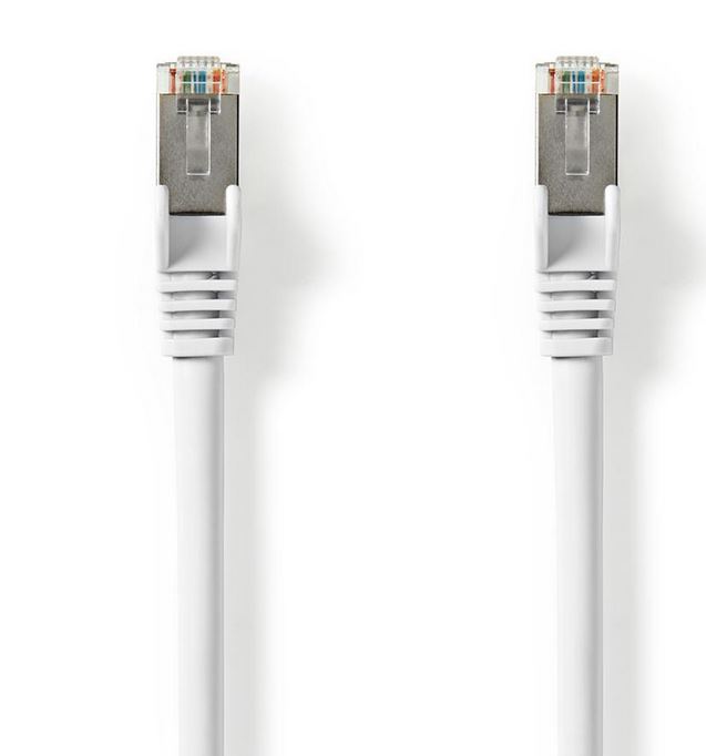 Cabo de Rede RJ45 CAT8.1 S/FTP Branco (25cm) - NEDIS