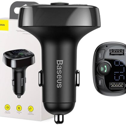 Transmissor FM 12-24V c/ Bluetooth+ 2x USB + MicroSD (Preto) - BASEUS