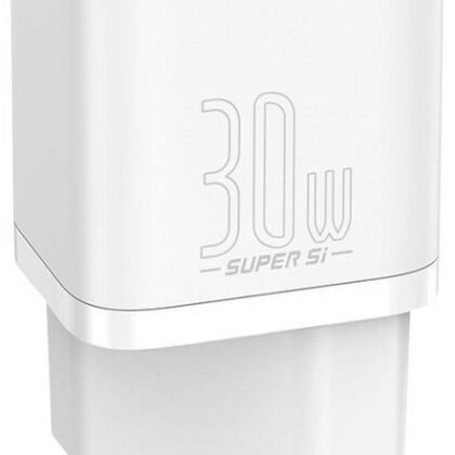 Carregador Super Si 1C USB-C 30W Fast Charge (Branco) - BASEUS