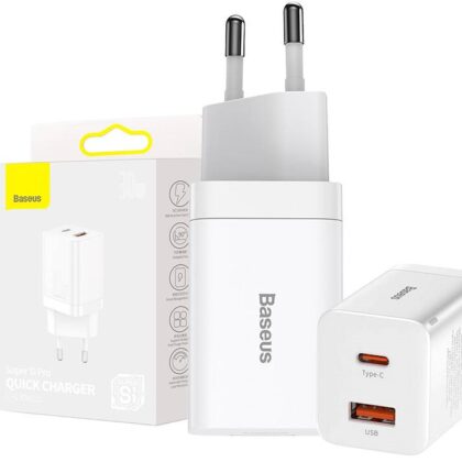 Carregador Super Si Pro Quick Charger USB + USB-C 30W (Branco) - BASEUS