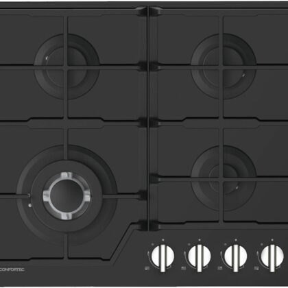 Placa a Gás CFH6084CB 4 Bocas (Vidro Preto) - CONFORTEC