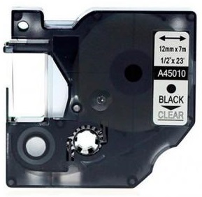 Cinta Rotuladora Generica Dymo D1 45010 (S0720500) - Preto/Transparente