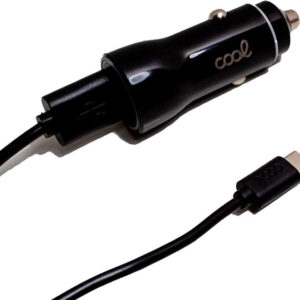 Carregador Isqueiro 2x USB 2.4A c/ Cabo USB-C (Preto) - COOL