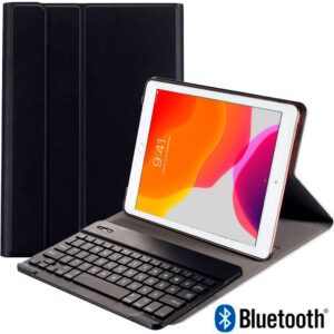 Capa c/ Teclado Bluetooth iPad 10,2 2019/2020/2021 Couro Sintético (Preto) - COOL