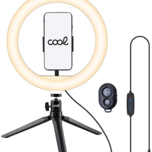 Suporte de Mesa (50 cm) Anel de Luz LED + Comando Bluetooth - COOL