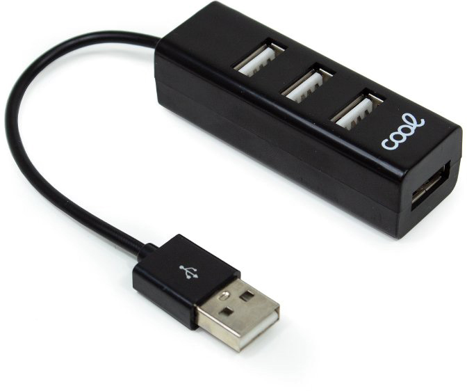 Hub USB 2.0 4 Portas USB (Preto) - COOL