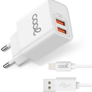 Carregador p/ iPhone 2xUSB + Cable Lightning 2.4A (1.2mts) - COOL