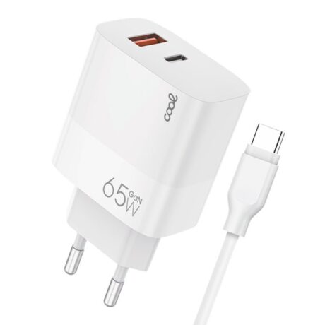 Carregador Universal PD Tipo-C + USB 65W (Branco) - COOL