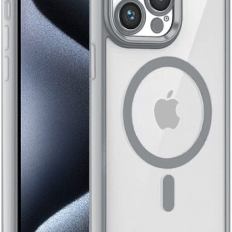 Capa p/ iPhone 15 Pro Magnética (Borda Prata) - COOL