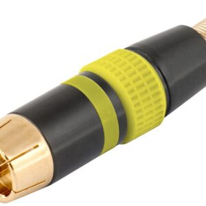 Ficha RCA Metálica Macho c/ Anel Amarelo