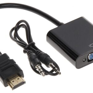 Conversor HDMI Macho - VGA Femea + Audio (Jack 3,5mm)