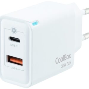 Carregador Universal GaN 30W USB-C + USB-A - COOLBOX