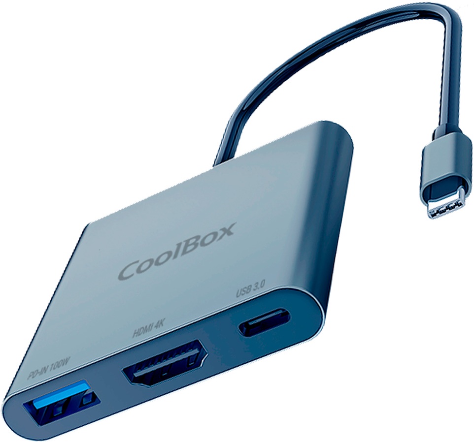 Hub USB-C 3-EM-1 (HDMI 4K/USB-C PD/USB-A) - COOLBOX
