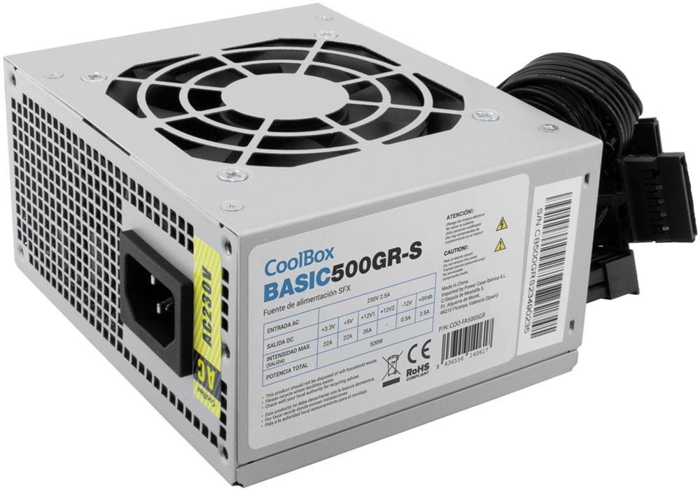Fonte de Alimentação SFX BASIC 500GR-S 500W 20+4 pin ATX SFX (Branco) - COOLBOX