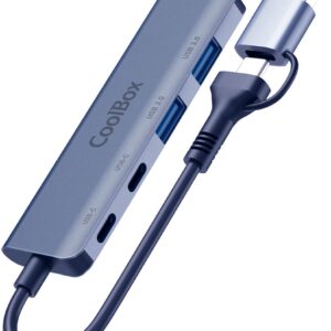 Hub Lite USB-C 4-EM-1 (2x USB-C/2x USB-A) c/ Adaptador USB-A - COOLBOX