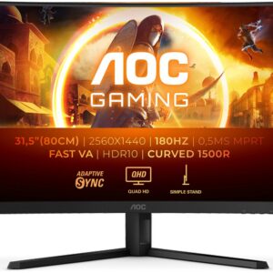 Monitor Curvo Gaming VA 31.5 CQ32G4VE QHD 16:9 180Hz FreeSync (Adaptive Sync) - AOC