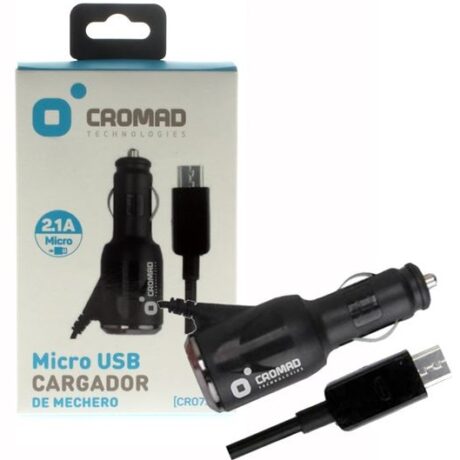 Carregador de Isqueiro 12/24V - microUSB 5V 2.1A (1,2 mts) - CROMAD