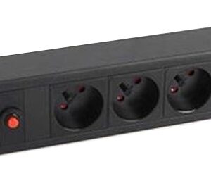 Extensão Sextupla p/ Rack 19 1U 3500W 16A c/ Interruptor + Filtro de Protecção (1,8 mts) - CROMAD