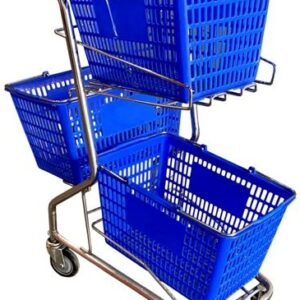 Carro de Transporte p/ Preparação Encomendas c/ 3 Cestas de 28L (Azul) - CROMAD