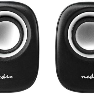Colunas PC 2.0 12W USB/Jack 3.5mm (Preto/Prateado) - NEDIS
