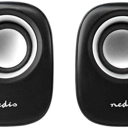 Colunas PC 2.0 12W USB/Jack 3.5mm (Preto/Prateado) - NEDIS