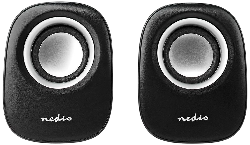 Colunas PC 2.0 12W USB/Jack 3.5mm (Preto/Prateado) - NEDIS