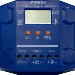Controlador de Carga LCD 12/24V 60Ah PWM p/ Painel Fotovoltaico