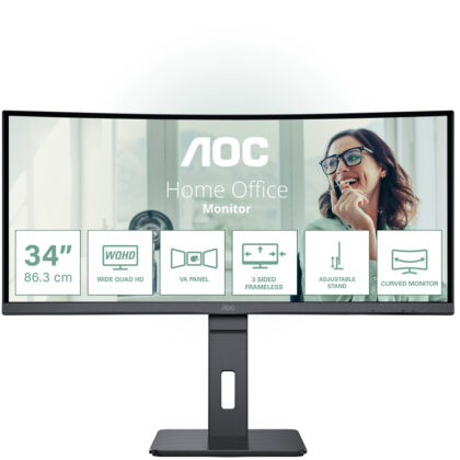 Monitor Curvo 34 UltraWide Quad HD LED (Preto) - AOC