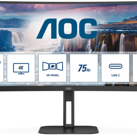 Monitor Curvo VA LED 34 CU34V5C Wide Quad HD (Preto) - AOC