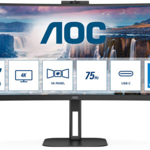 Monitor Curvo VA LED 34 CU34V5CW Wide Quad HD (Preto) - AOC
