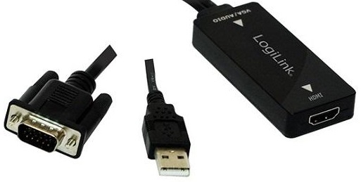 Conversor VGA para HDMI c/ Alimentação USB - LOGILINK