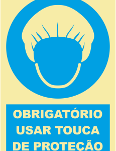 Sinal de Obrigação de Uso Touca de Protecção - Fotoluminescente (150mmx200mm)