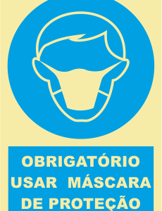 Sinal de Obriga??o de Uso de M?scara de Protec??o - Fotoluminescente (150mmx200mm)