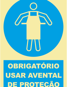 Sinal de Obriga??o de Uso de Avental de Protec??o - Fotoluminescente (150mmx200mm)
