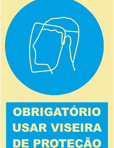 Sinal de Obriga??o de Uso de Viseira de Protec??o - Fotoluminescente (150mmx200mm)