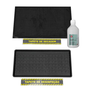 Pack 2x Tapetes de Desinfe??o Higienizante / Secagem + 2 Sinal?ticas Ch?o + Liquido Desinf. 1 Litro