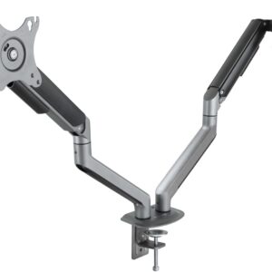 Suporte de Mesa Duplo c/ Mola p/ Ecr? 17 a 32 9Kg (Cinzento/Preto) - TOOQ