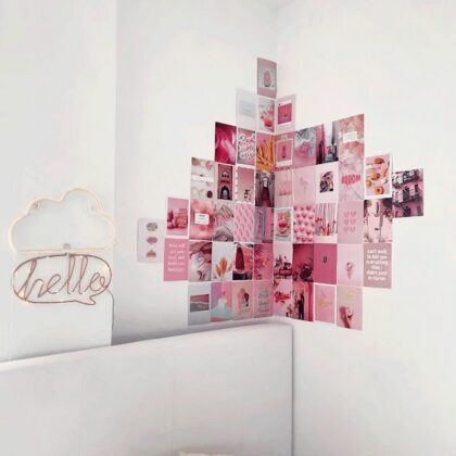 Decoração de 50 Fotos Pink Ocean Lite p/ Parede - FLAMINGUEO