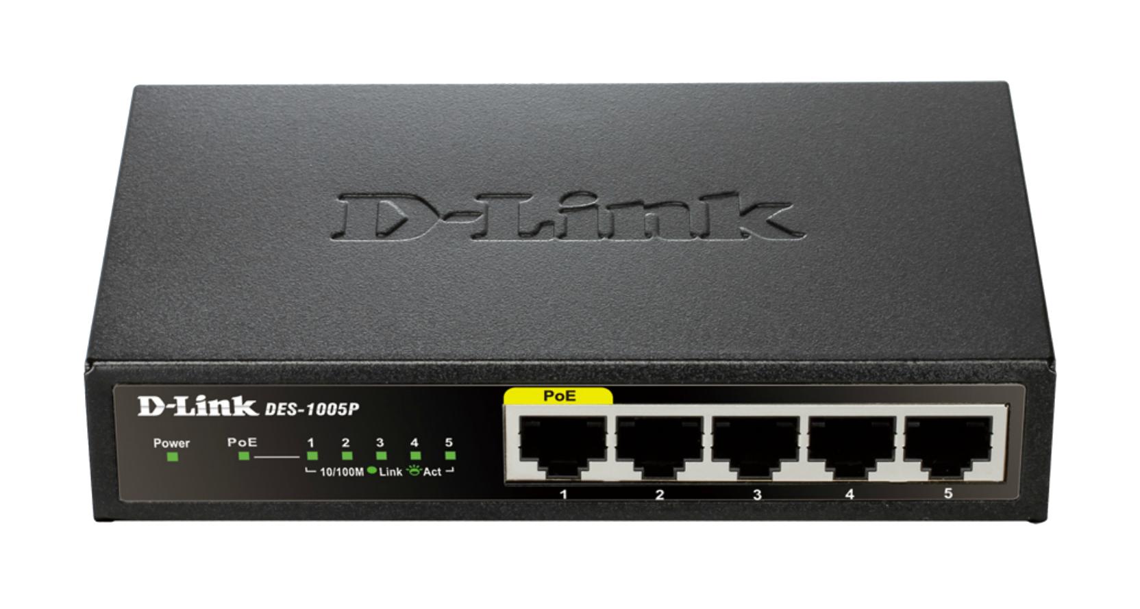 Switch de Rede Fast Ethernet 100 Mbit/s PoE Preto (5 portas) - D-LINK