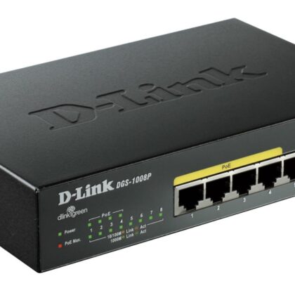 Switch de Rede L2 Gigabit Ethernet 1000 Mbit/s PoE Preto (8 Portas) - D-LINK