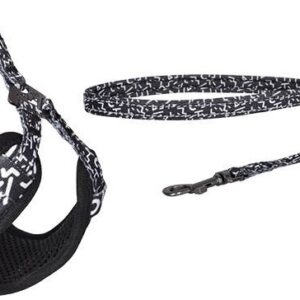 Conjunto Peitoral + Trela 1.5m p/ C?o (Preto/Branco) - DOGNESS