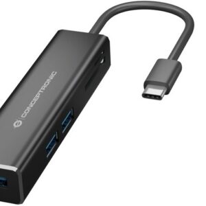 HUB USB-C - 3x USB-A c/ Leitor de Cartões (Preto) - CONCEPTRONIC