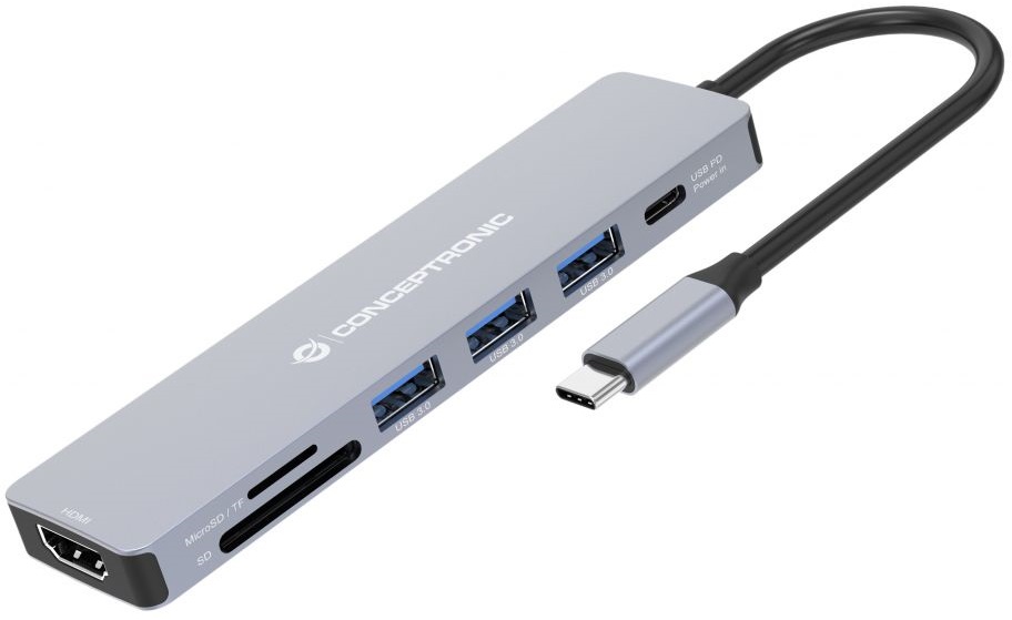 Hub USB-C 7-EM-1(HDMI / USB-C / USB 3.0 / SD / TF) - CONCEPTRONIC