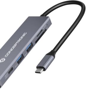 Hub USB-C 6-EM-1 (HDMI / USB PD / Leitor Micro SD/TF / 2x USB3.0 / Leitor SD) - CONCEPTRONIC