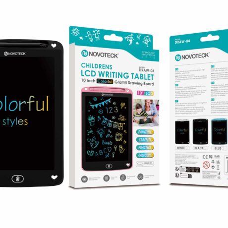 Tablet de Escrita LCD Colorido para Crianças - 10'' Polegadas, DRAW-04 Negro