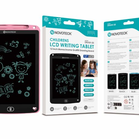 Tablet de Escrita LCD para Crianças - 12'' Polegadas, DRAW-05 Rosa