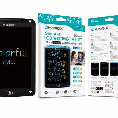 Tablet de Escrita LCD Colorido para Crianças - 12'' Polegadas, DRAW-06 Negro