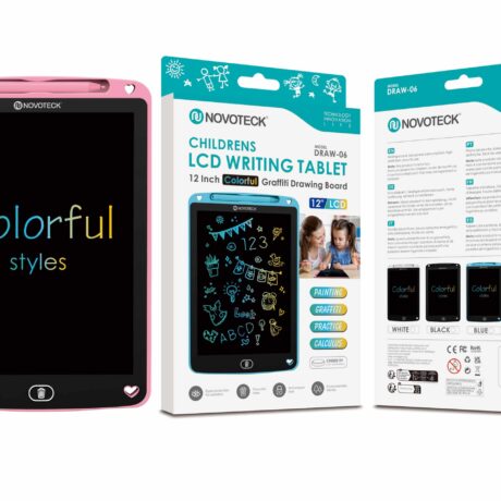 Tablet de Escrita LCD Colorido para Crianças - 12'' Polegadas, DRAW-06 Rosa