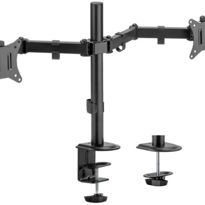 Suporte de Mesa Giratório / Inclinado ECO p/ 2x Monitor 17~32 (3 Pivôs) - AISENS