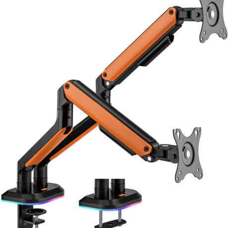 Suporte de Mesa Gaming p/ 2 Monitores 9Kg 17-32 (Preto/Laranja) - AISENS
